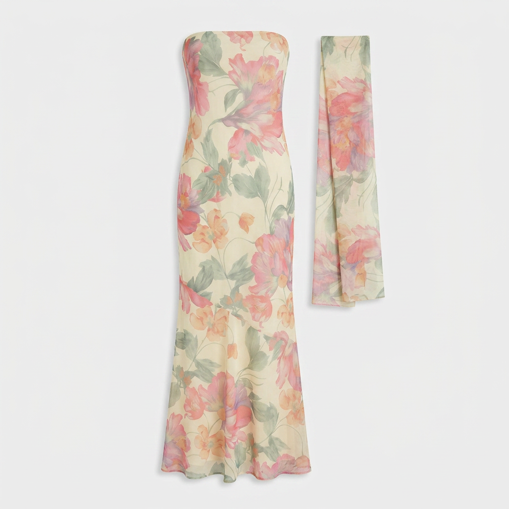 Robe Maxi Foulard Assorti Coupe Fluide pour Femme