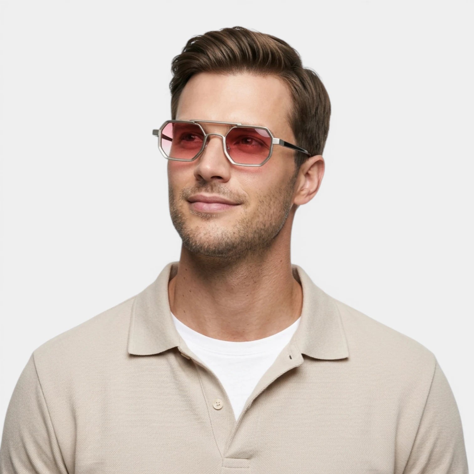 Lunettes Octogonales Pont Métallique Verres Teintés pour Homme