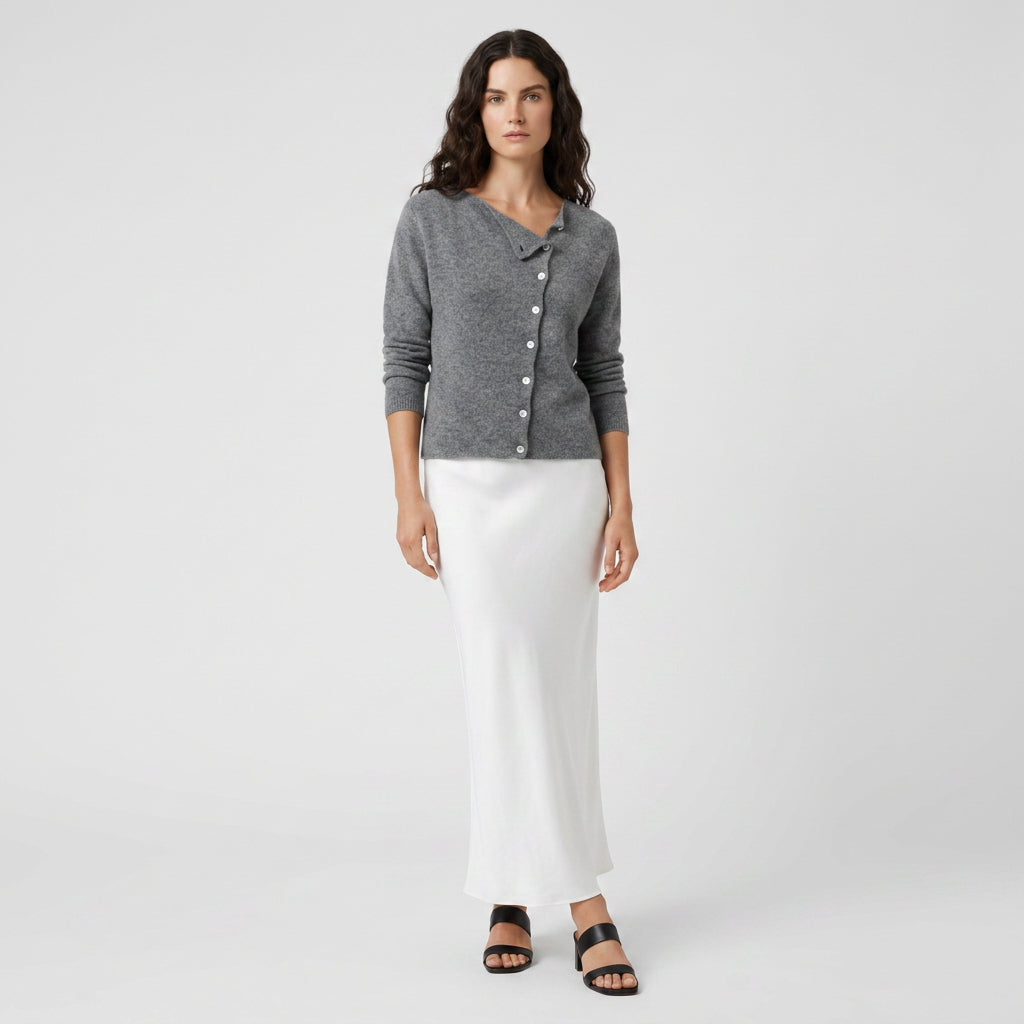 Pull Col V Boutonné Maille Fine pour Femme