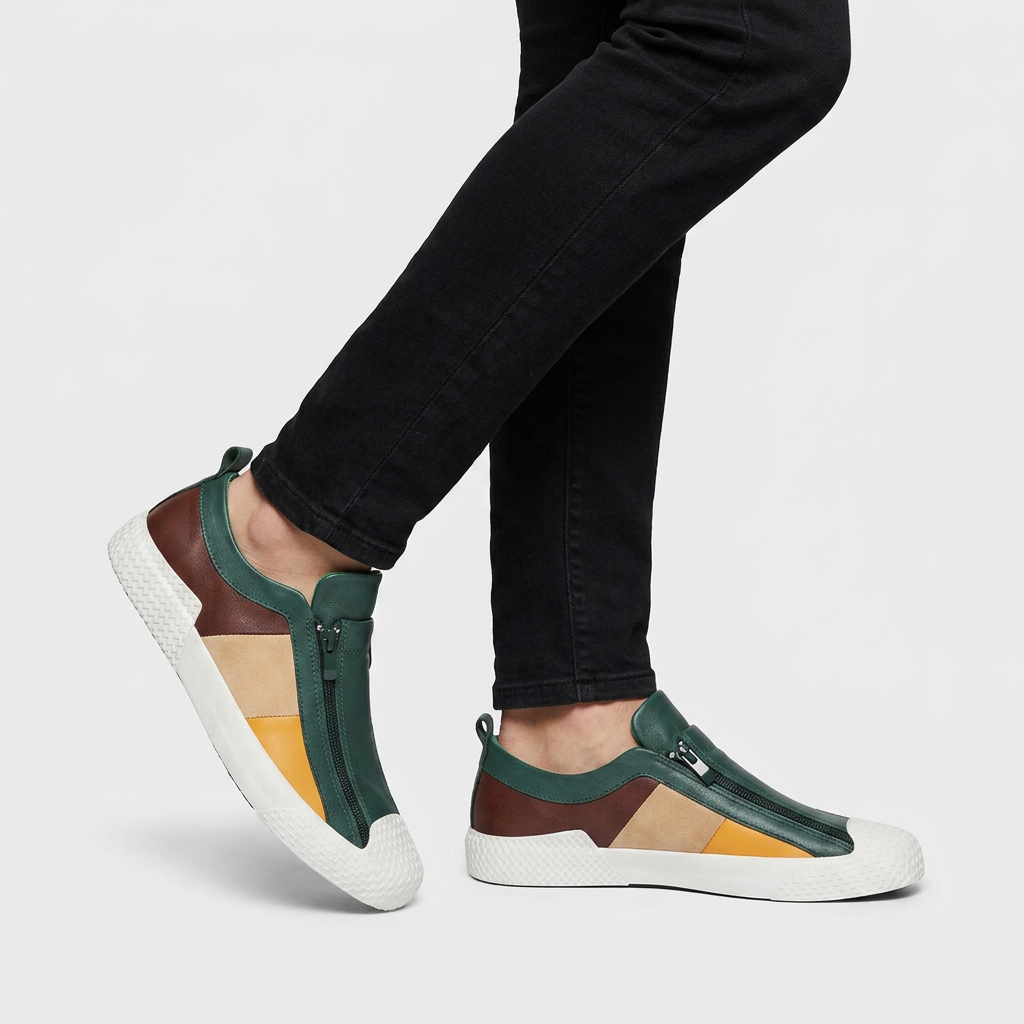 Sneakers Slip-On Multi-Panneaux Fermeture Zippée pour Homme