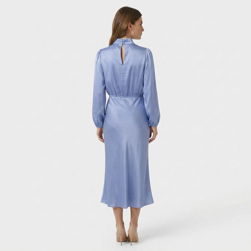 Robe Midi Col Montant Coupe Ajustée pour Femme