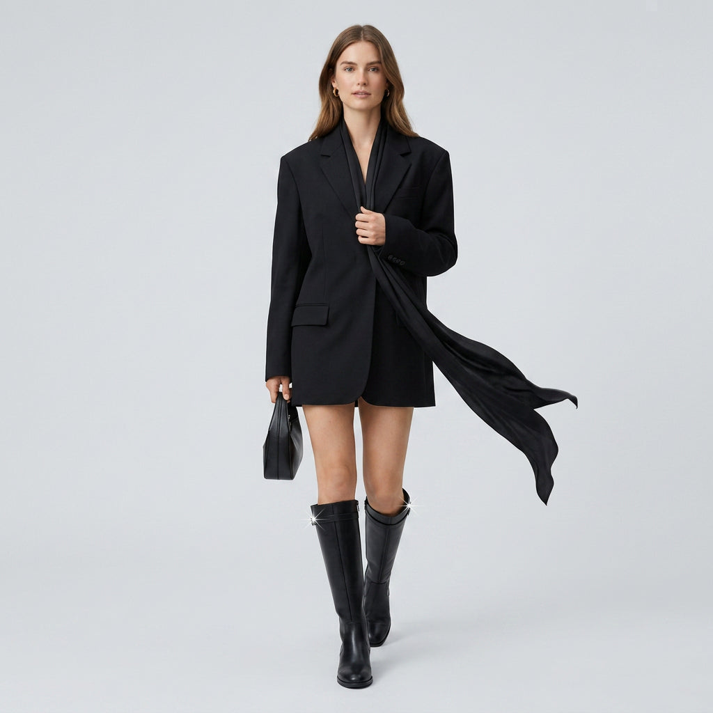 Bottes Cavalières Cuir Détail Métal Tige Haute pour Femme