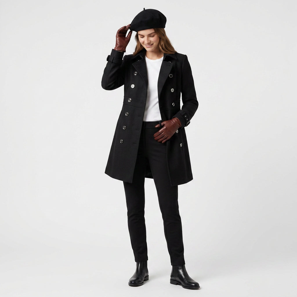 Trenchcoat Long Élégant Coupe Classique pour Femme