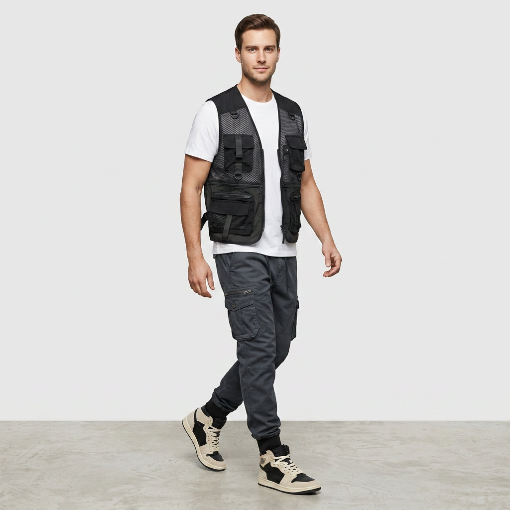 Pantalon Cargo Multi-Poches Chevilles Élastiquées pour Homme