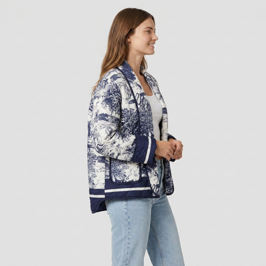 Veste Matelassée Fleurie Coupe Légère pour Femme