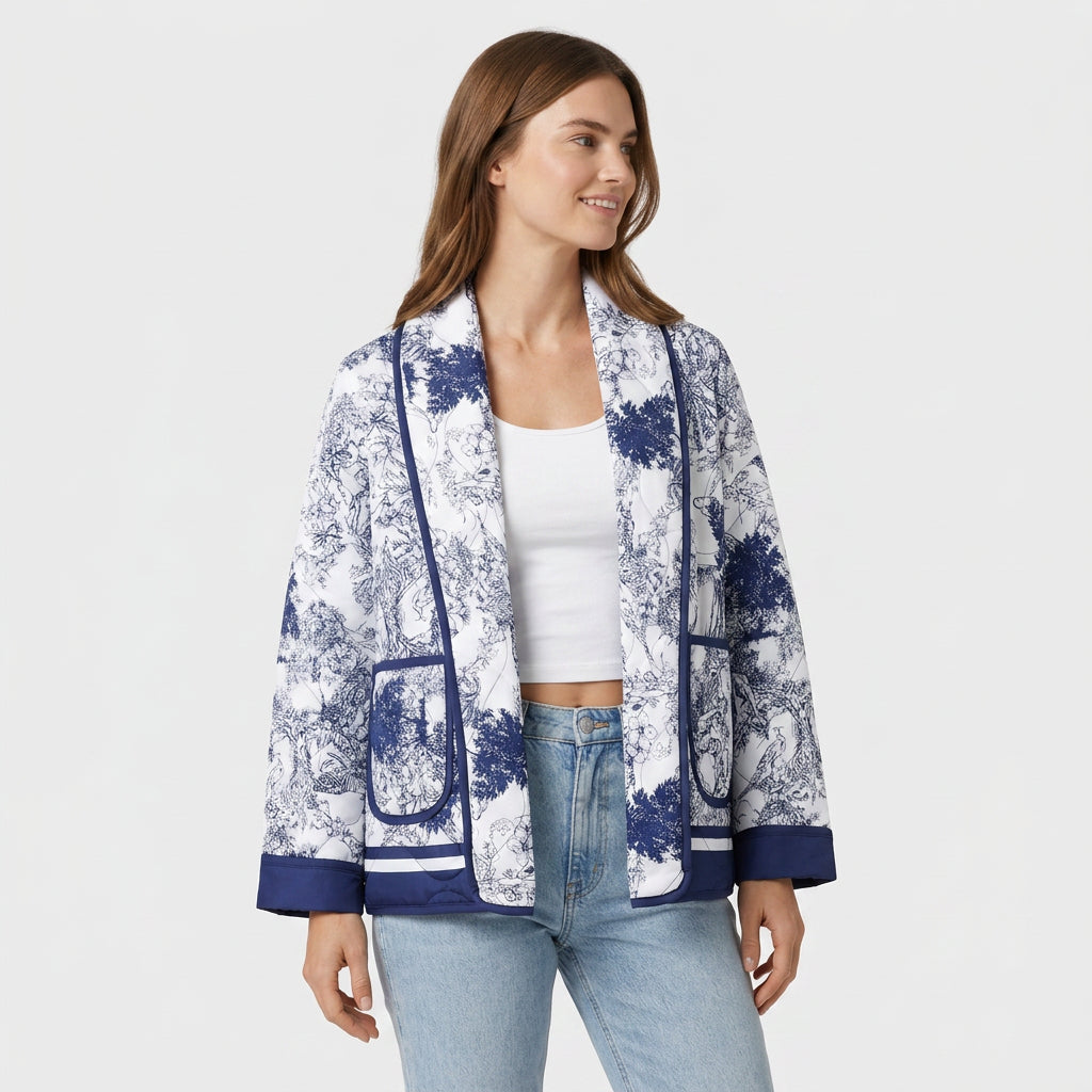 Veste Matelassée Fleurie Coupe Légère pour Femme