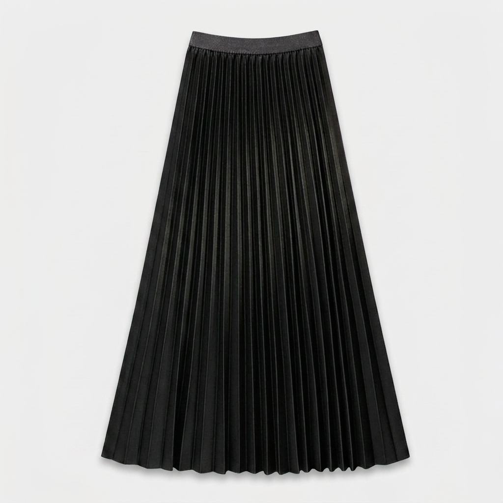 Jupe Longue Plissée Taille Haute Pour Femme