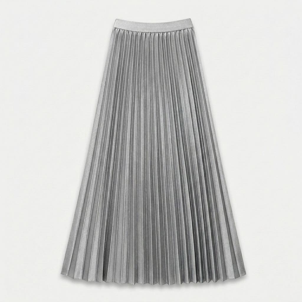 Jupe Longue Plissée Taille Haute Pour Femme