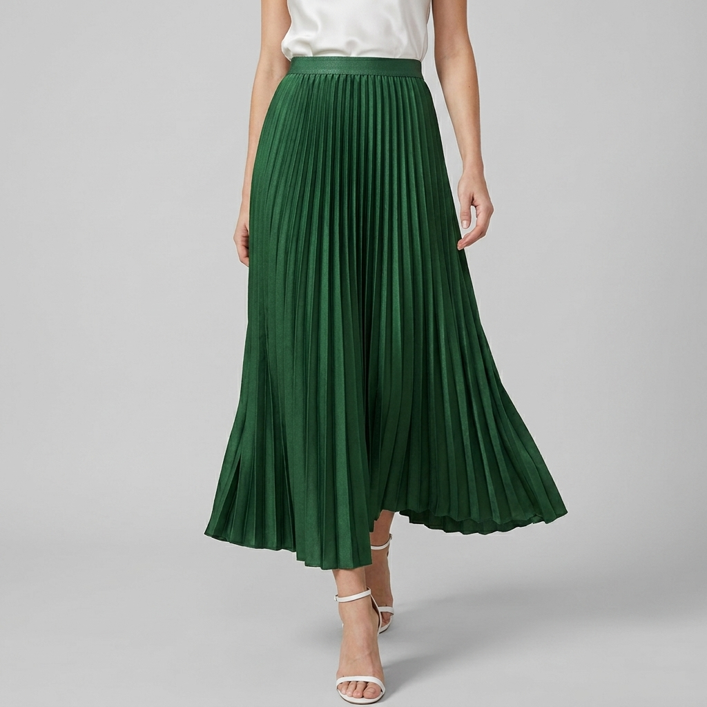 Jupe Longue Plissée Taille Haute Pour Femme