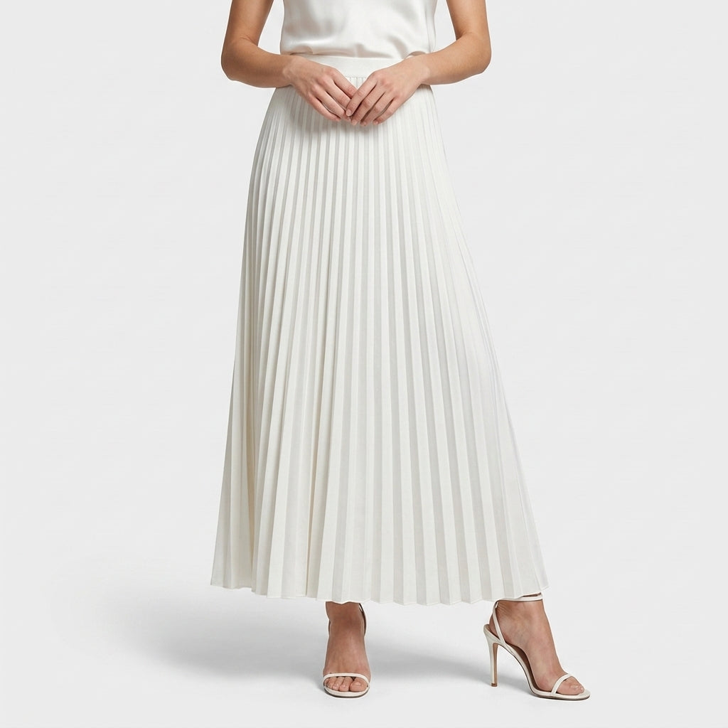 Jupe Longue Plissée Taille Haute Pour Femme