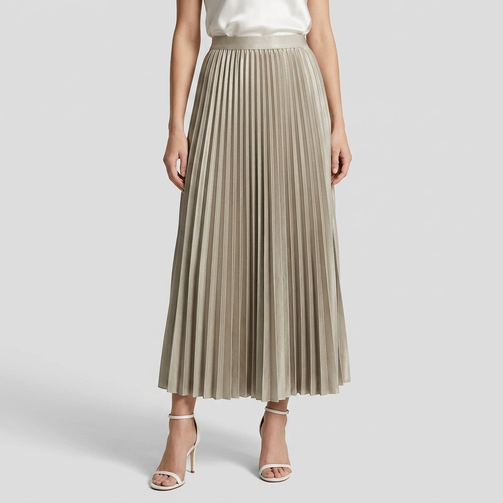 Jupe Longue Plissée Taille Haute Pour Femme