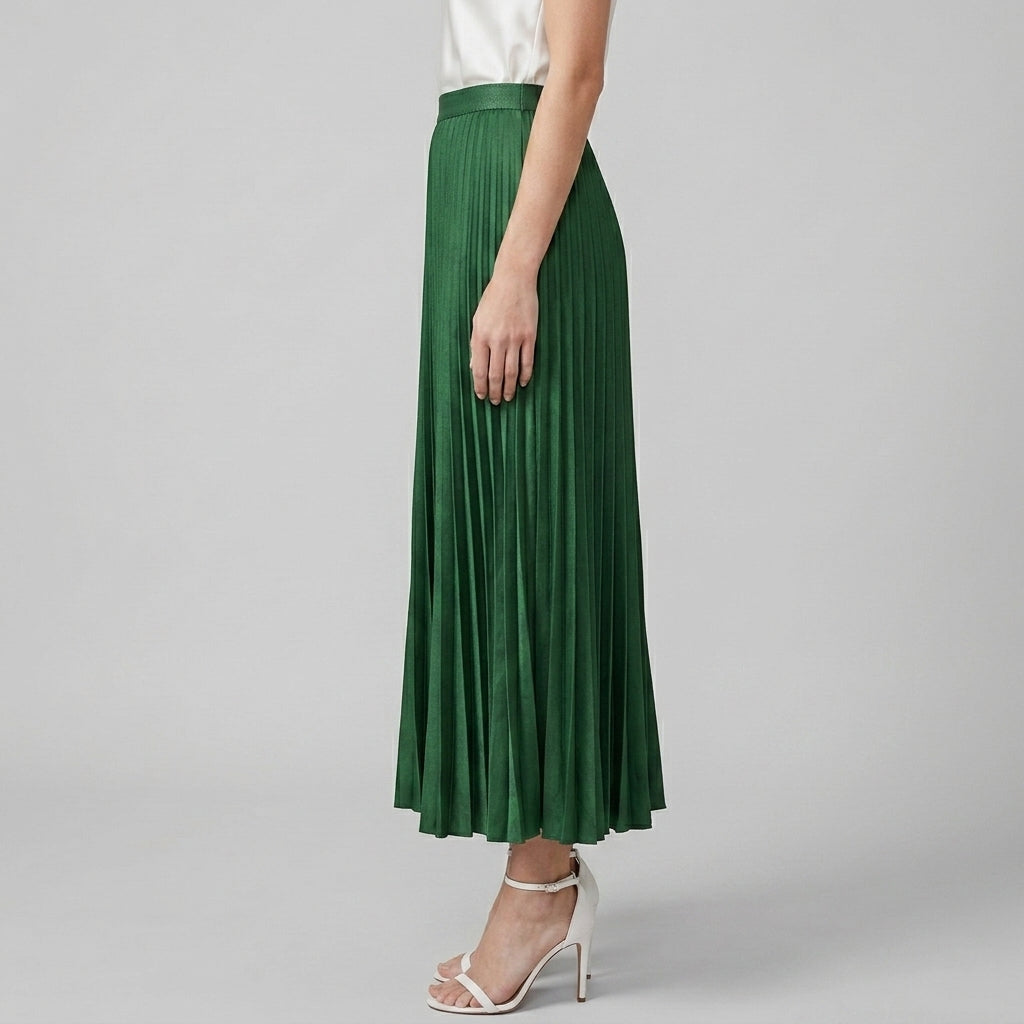 Jupe Longue Plissée Taille Haute Pour Femme