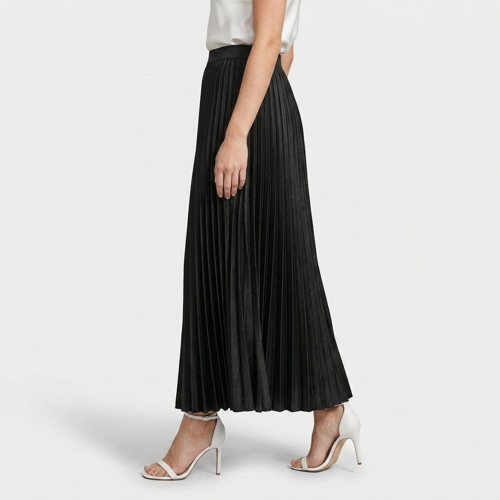 Jupe Longue Plissée Taille Haute Pour Femme
