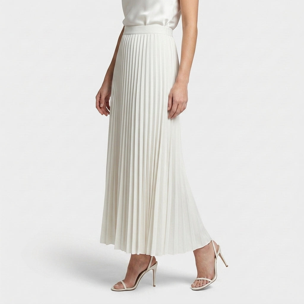 Jupe Longue Plissée Taille Haute Pour Femme