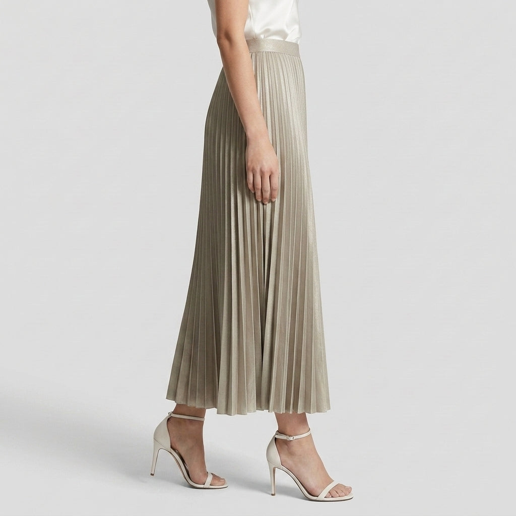 Jupe Longue Plissée Taille Haute Pour Femme
