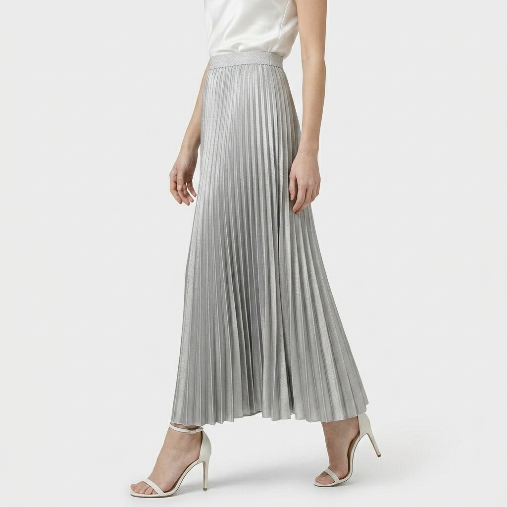 Jupe Longue Plissée Taille Haute Pour Femme