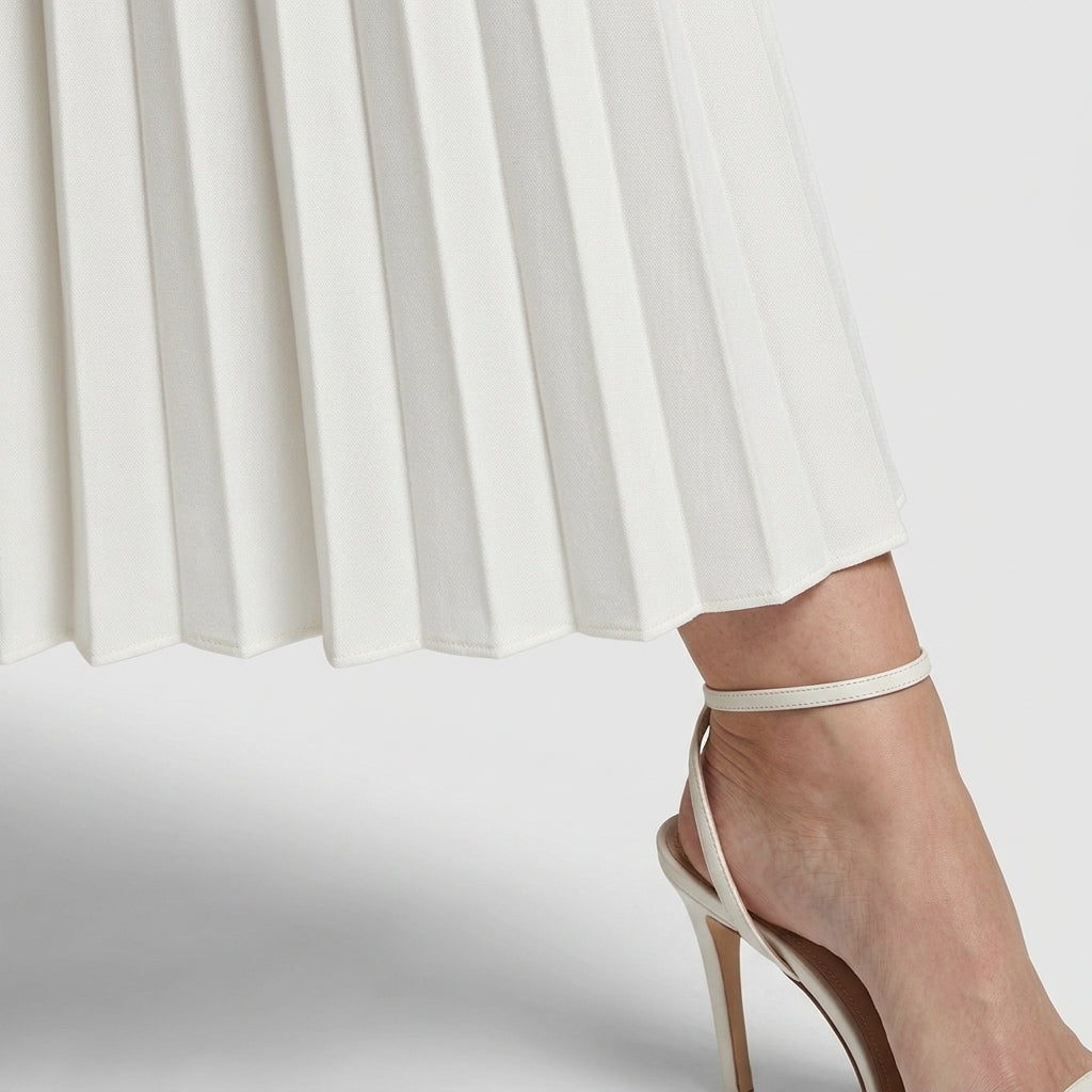 Jupe Longue Plissée Taille Haute Pour Femme