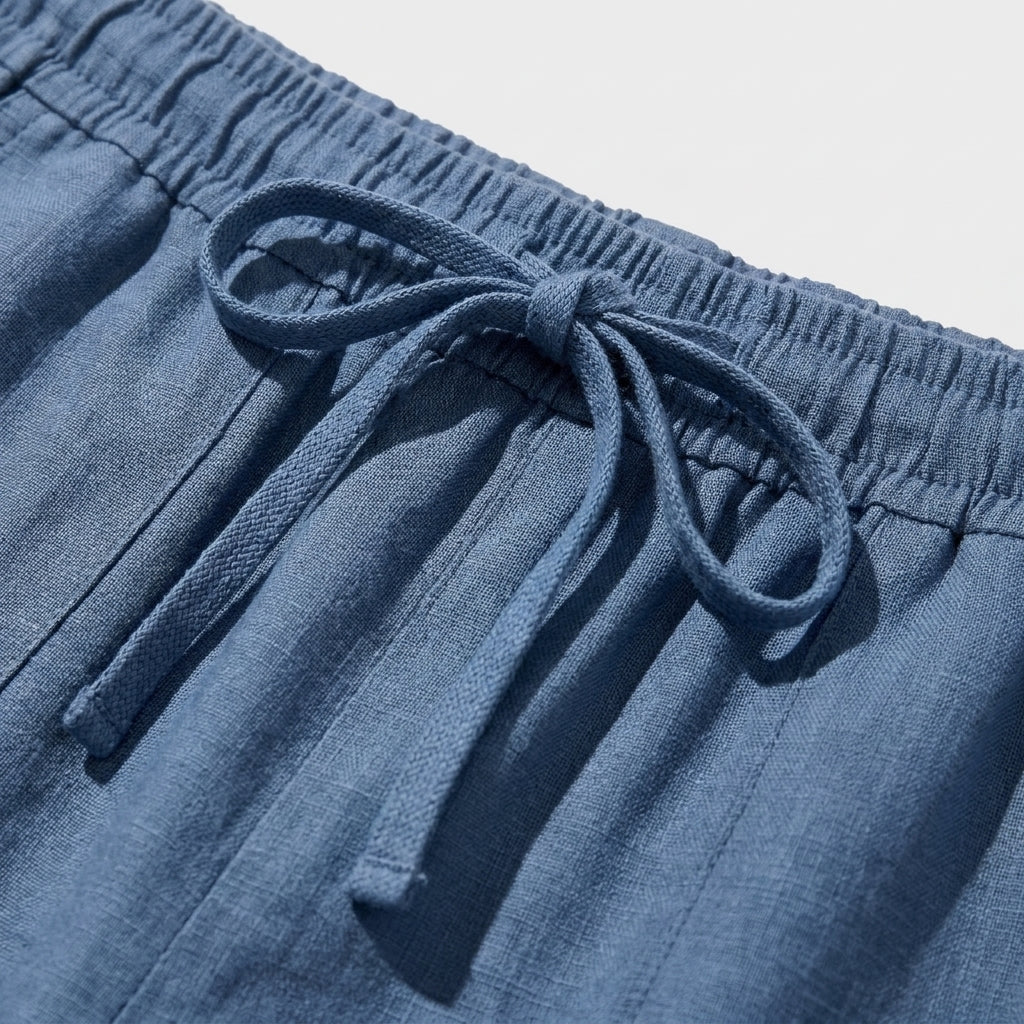 Pantalon Corsaire Lin Taille Élastiquée Poches Pour Femme