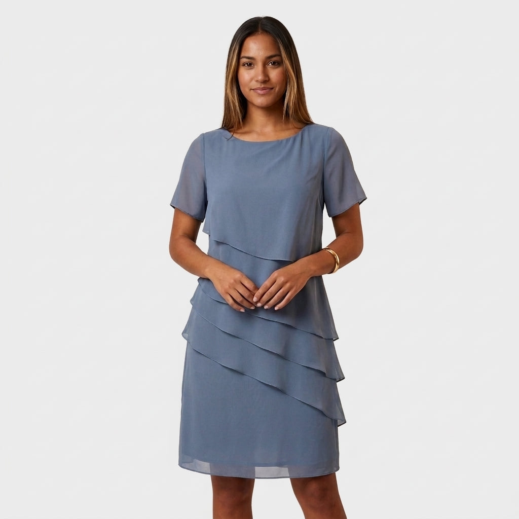 Robe Mi-Longue à Superpositions Fluides Pour Femme