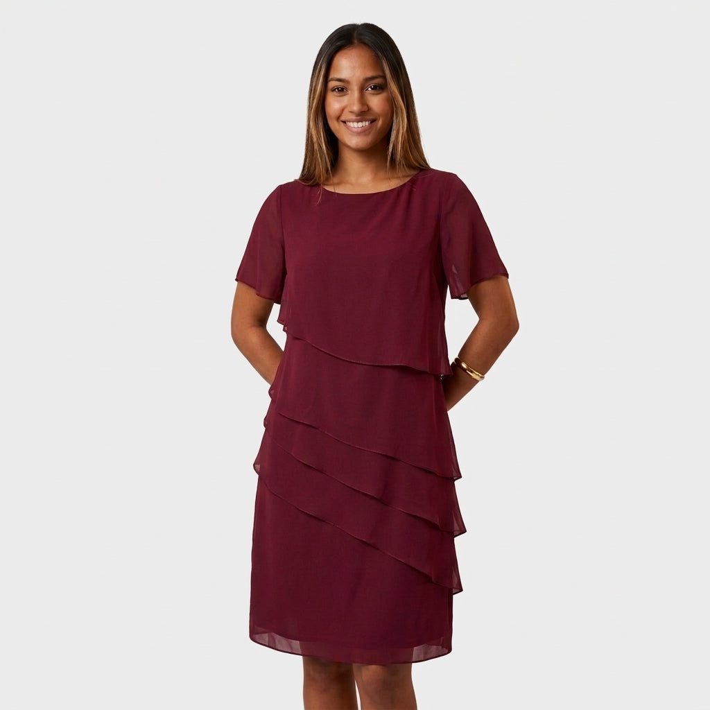 Robe Mi-Longue à Superpositions Fluides Pour Femme