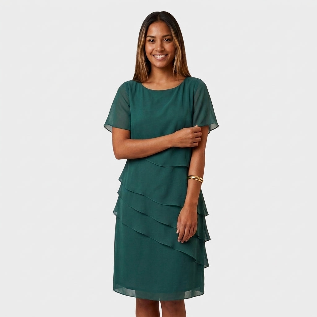 Robe Mi-Longue à Superpositions Fluides Pour Femme