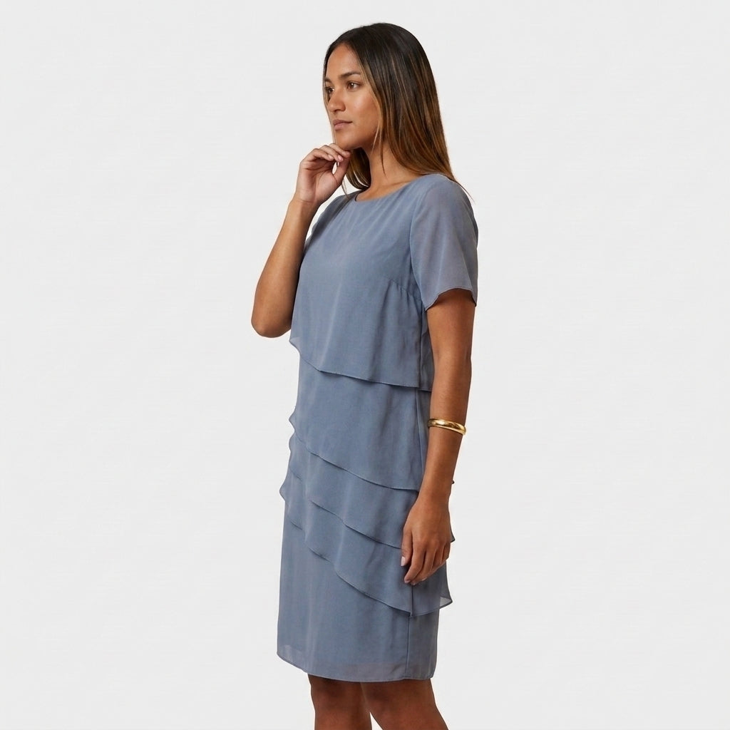 Robe Mi-Longue à Superpositions Fluides Pour Femme