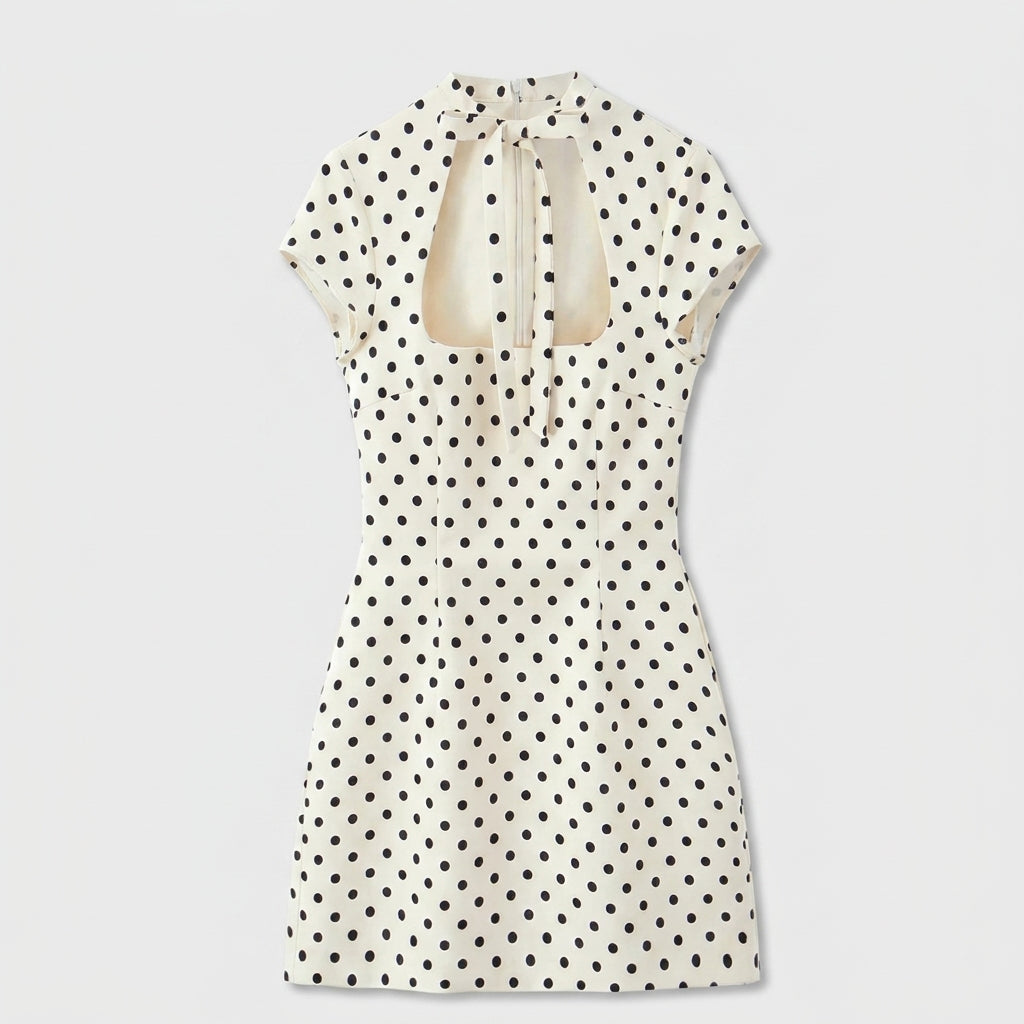 Robe Mini Col Noué Découpe Poitrine Pour Femme