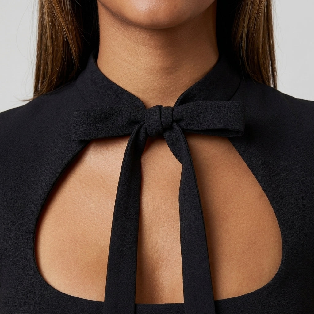 Robe Mini Col Noué Découpe Poitrine Pour Femme