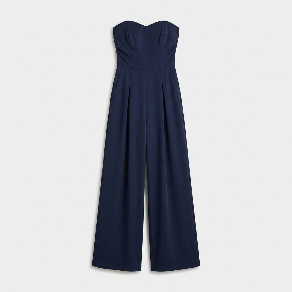 Jumpsuit Bustier Col Cœur Jambes Larges Pour Femme