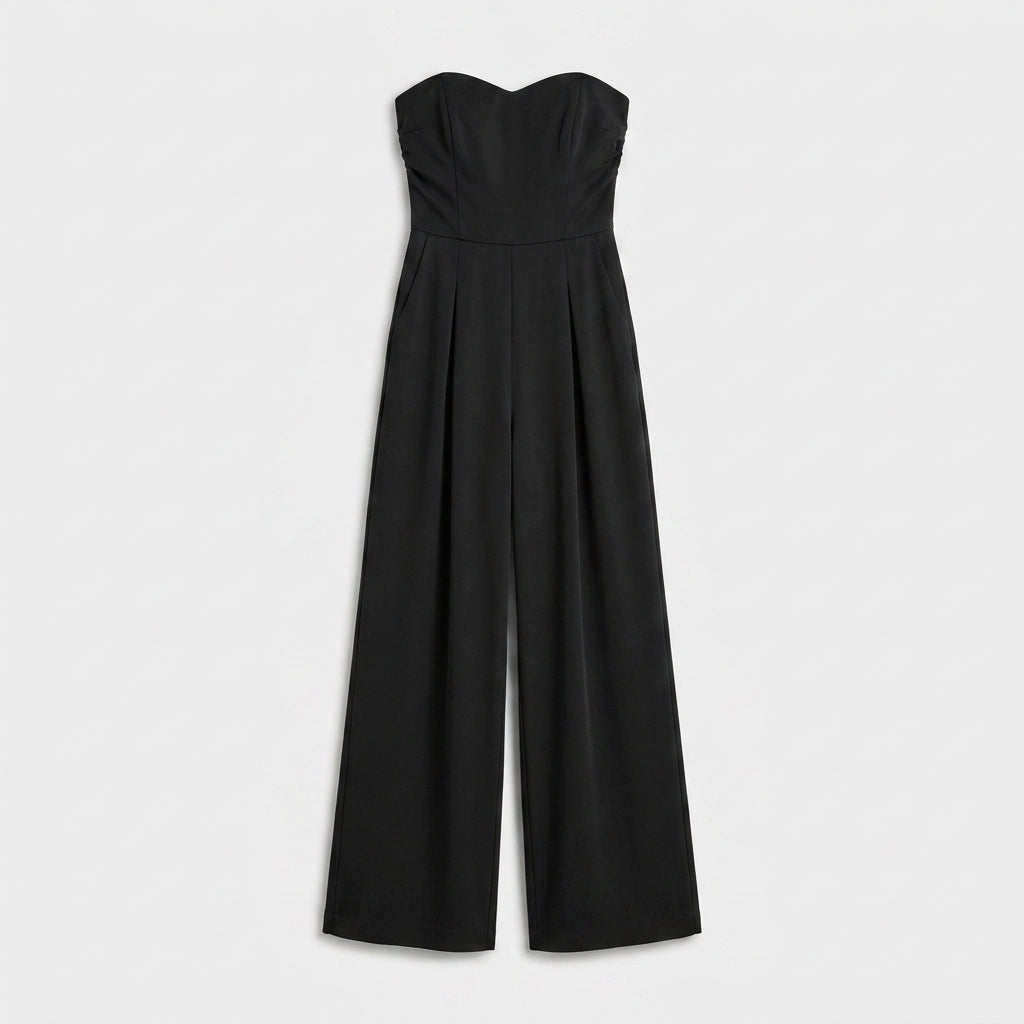 Jumpsuit Bustier Col Cœur Jambes Larges Pour Femme