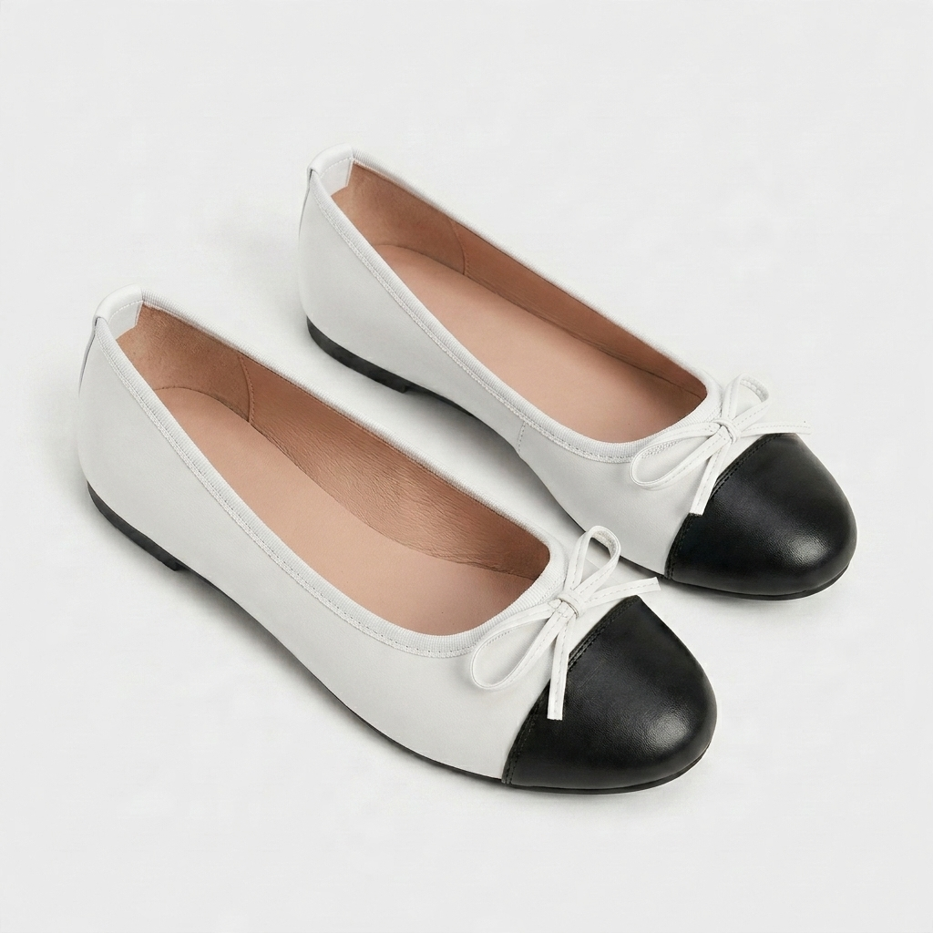 Ballerines Cuir Bout Verni Nœud Décoratif Pour Femme