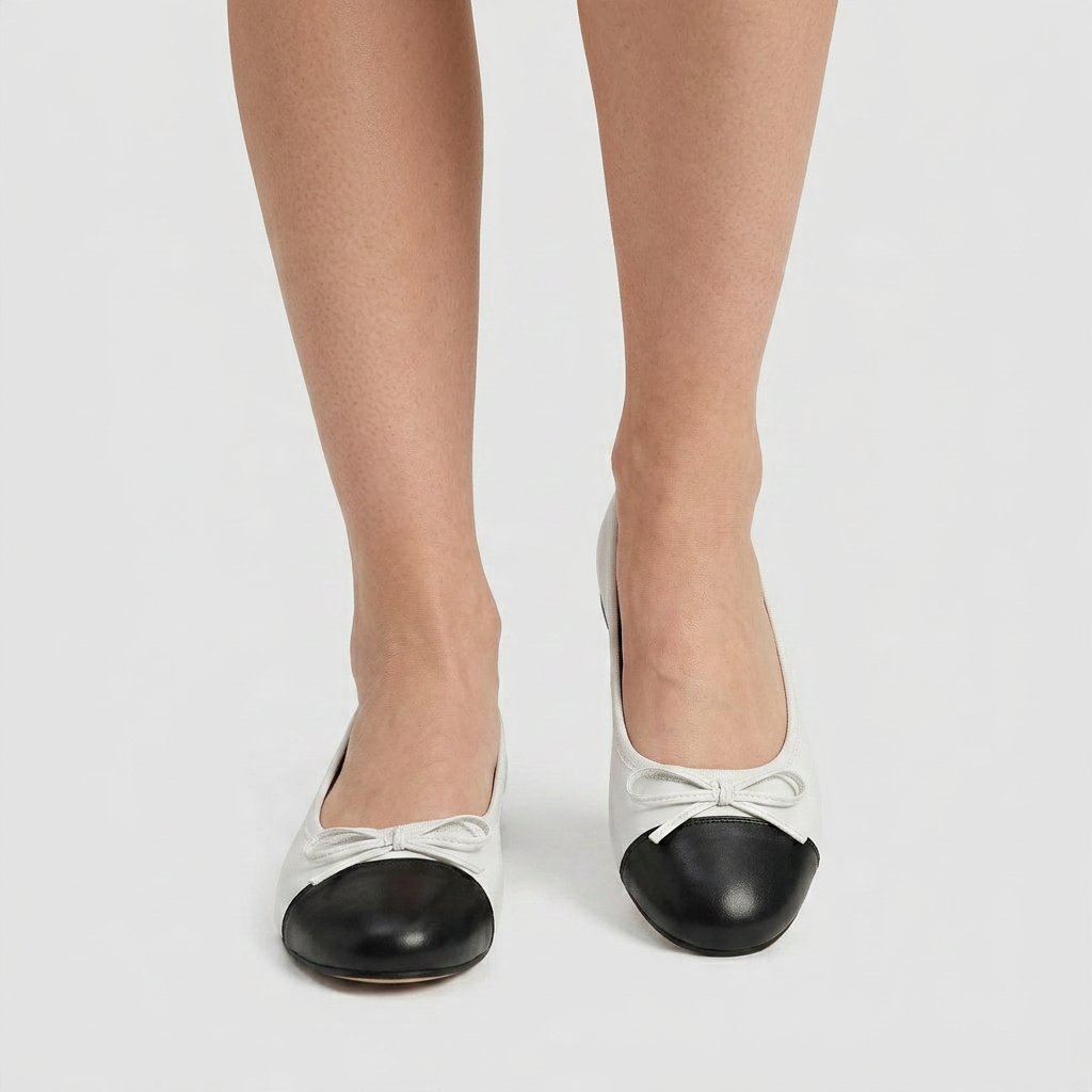 Ballerines Cuir Bout Verni Nœud Décoratif Pour Femme