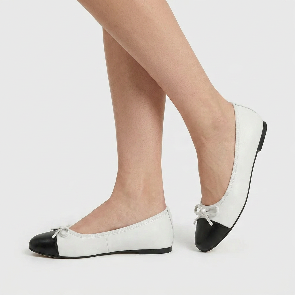 Ballerines Cuir Bout Verni Nœud Décoratif Pour Femme