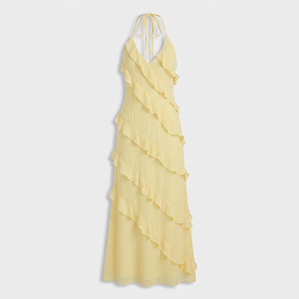 Robe Longue à Volants en Cascade Pour Femme
