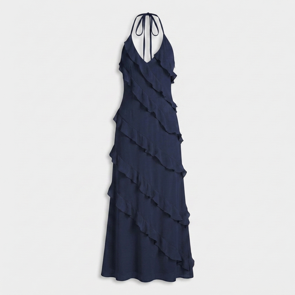 Robe Longue à Volants en Cascade Pour Femme