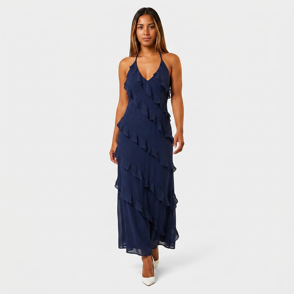 Robe Longue à Volants en Cascade Pour Femme