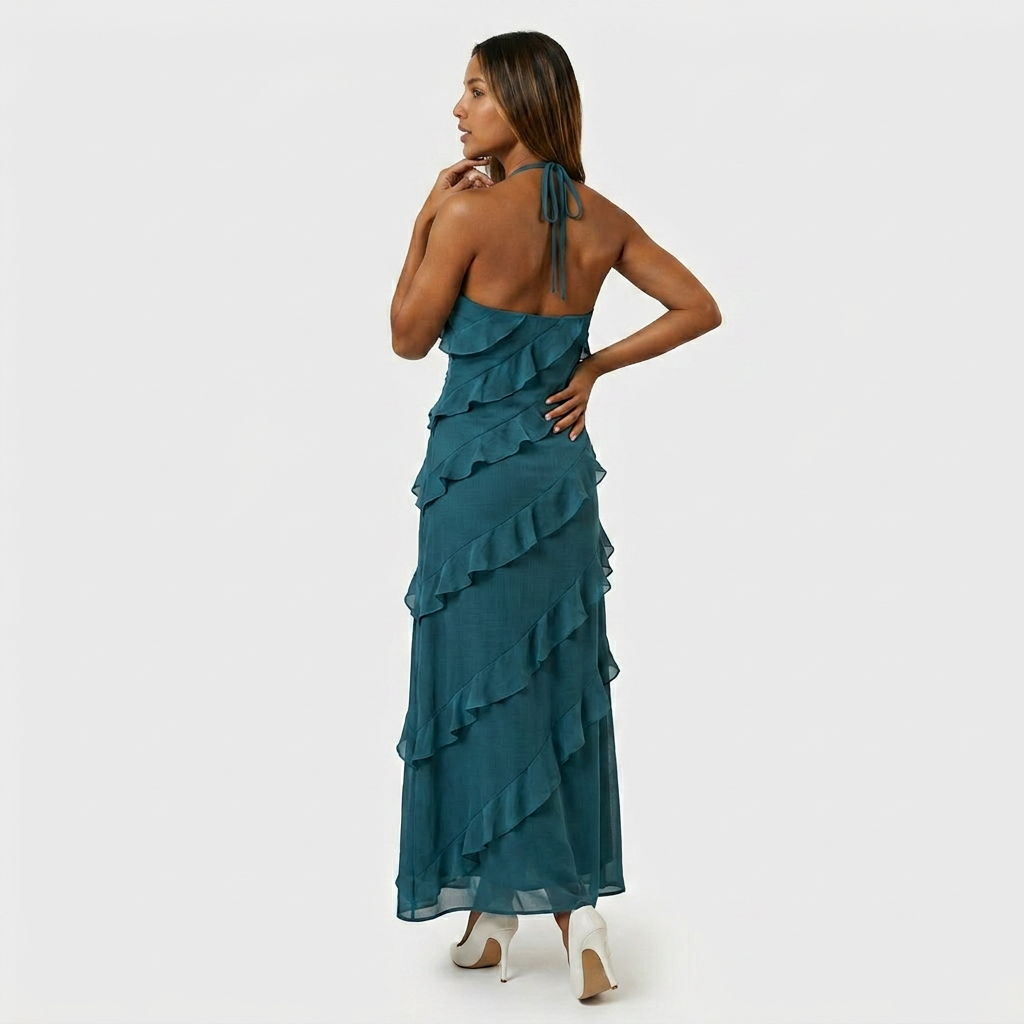 Robe Longue à Volants en Cascade Pour Femme