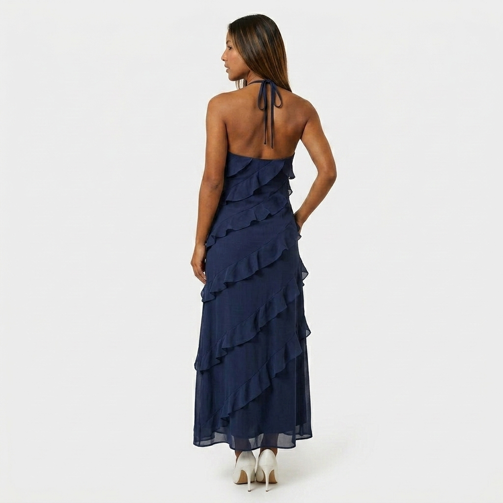 Robe Longue à Volants en Cascade Pour Femme