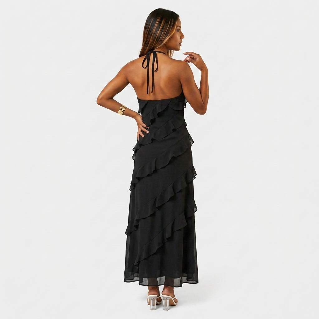 Robe Longue à Volants en Cascade Pour Femme