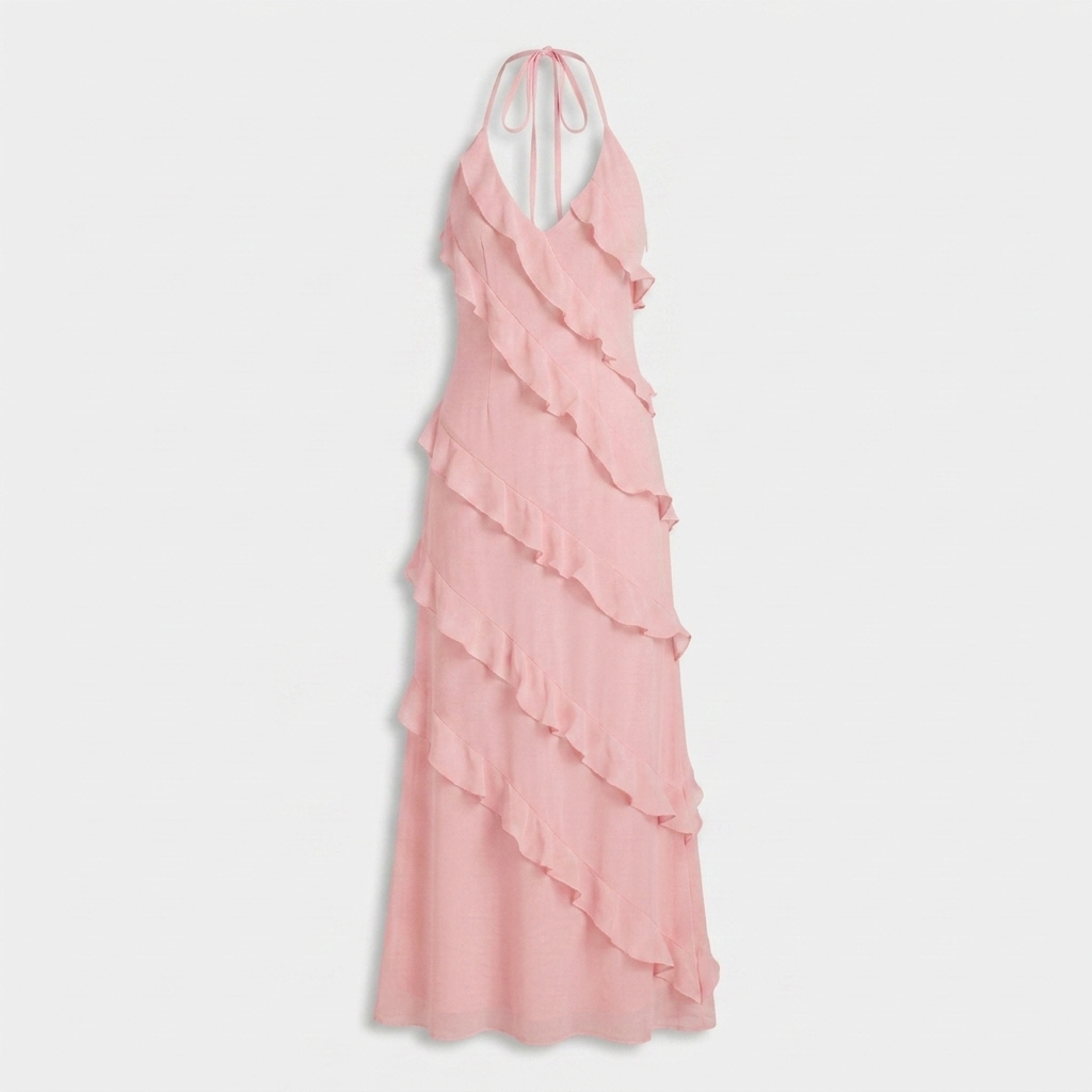 Robe Longue à Volants en Cascade Pour Femme