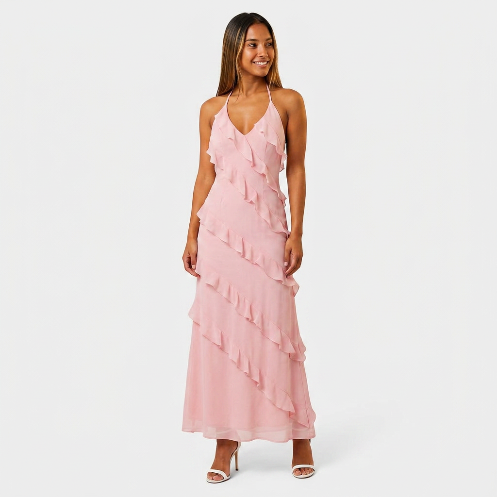 Robe Longue à Volants en Cascade Pour Femme