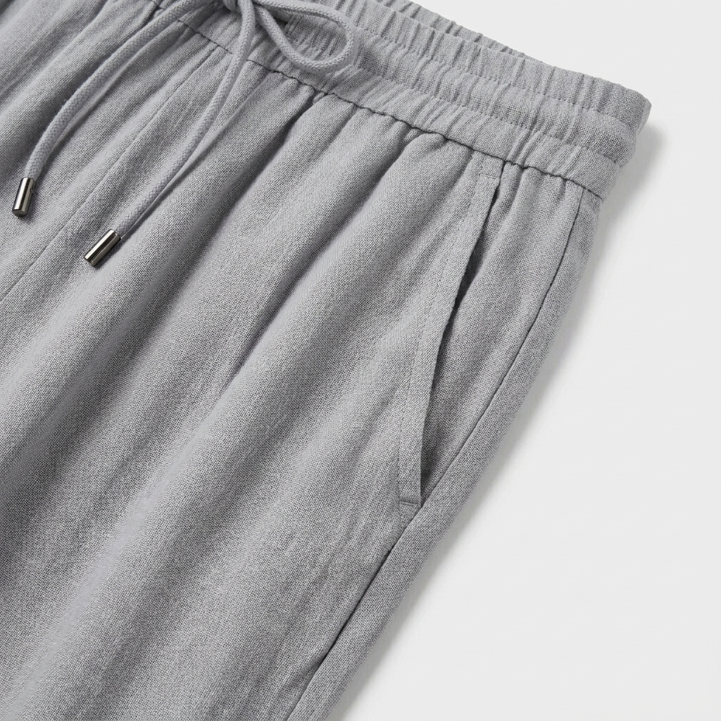 Pantalon Large Lin Taille Élastiquée Poches Pour Femme