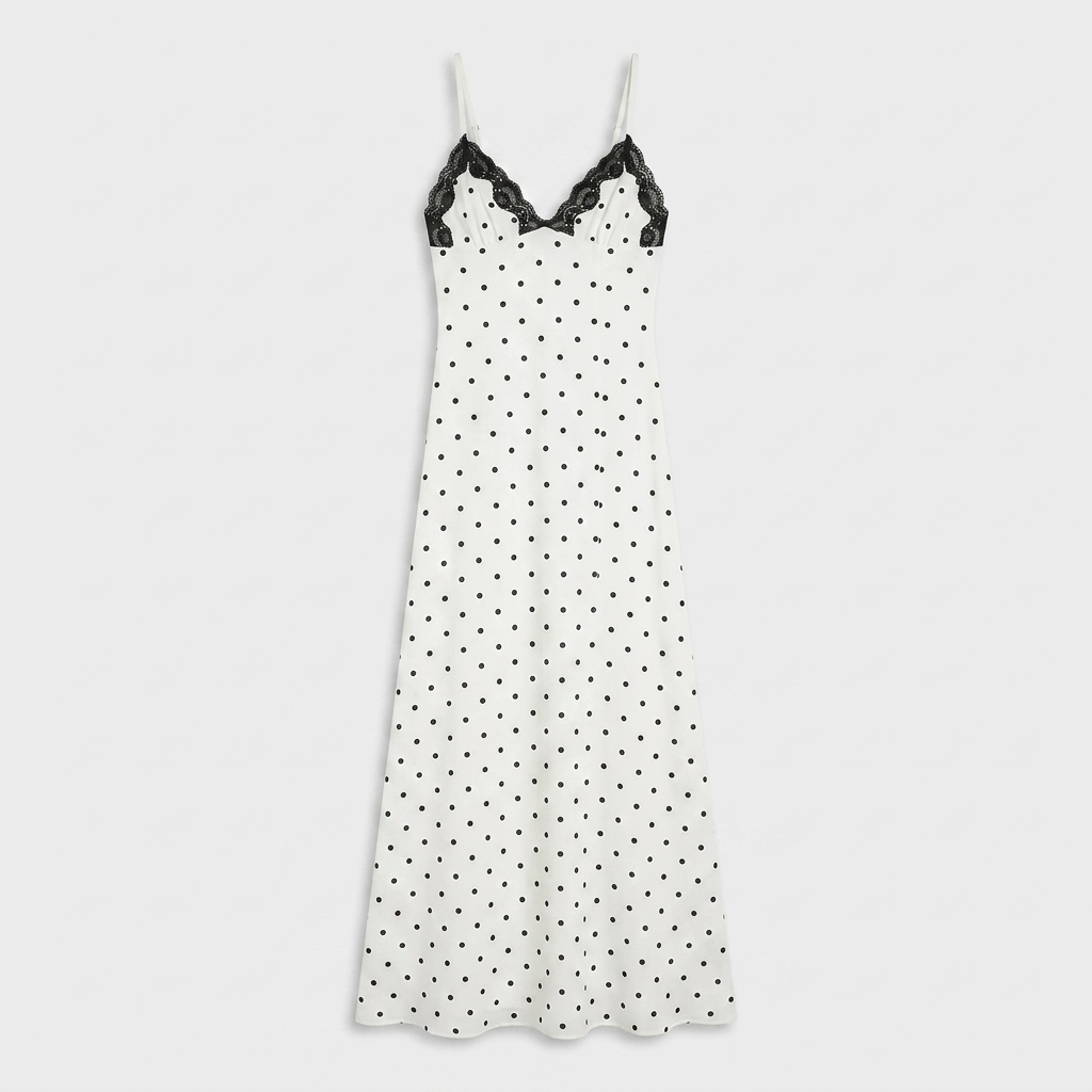 Robe Maxi Slip Dress Col V Dentelle Bretelles Fines Pour Femme
