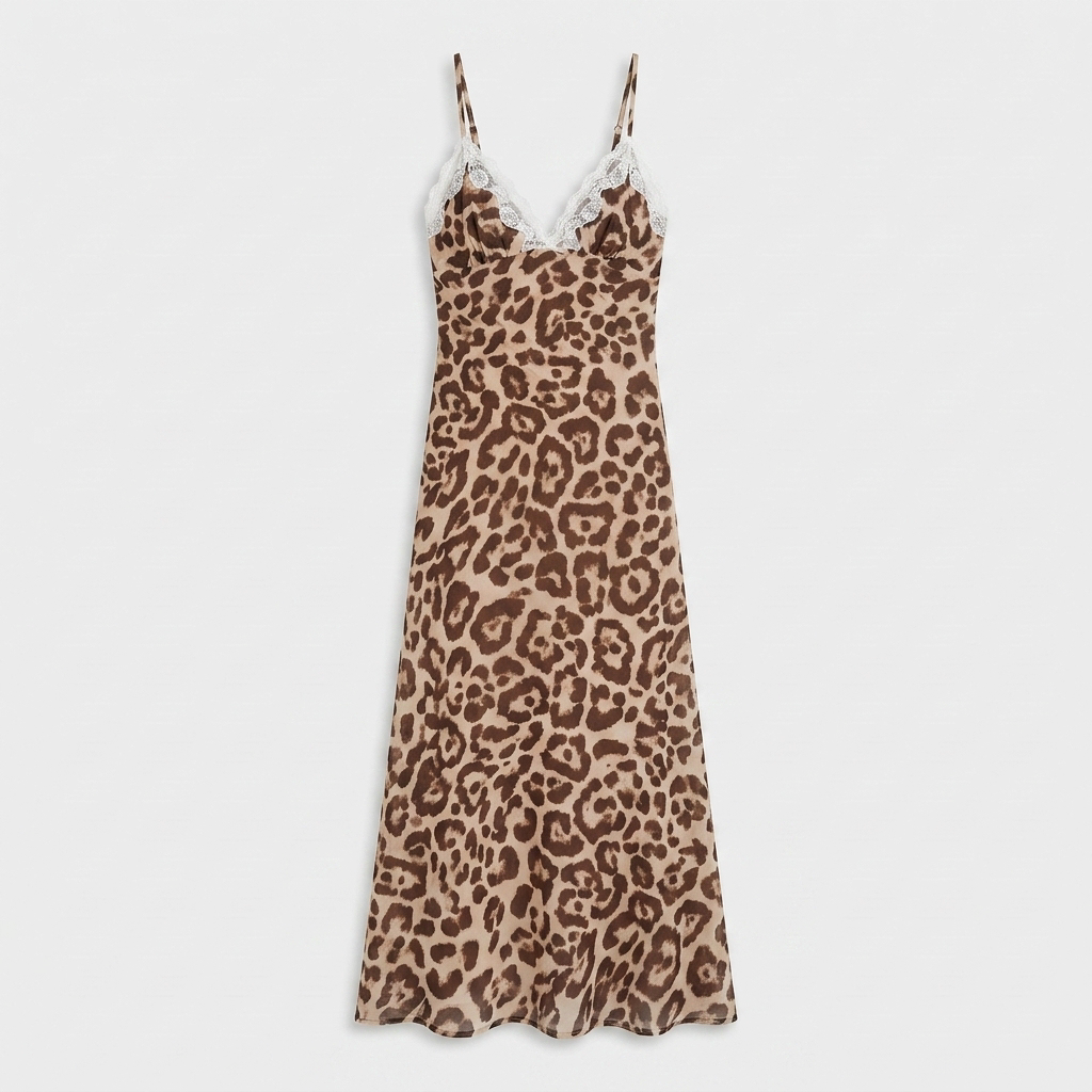 Robe Maxi Slip Dress Col V Dentelle Bretelles Fines Pour Femme