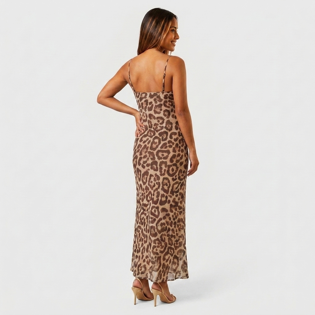 Robe Maxi Slip Dress Col V Dentelle Bretelles Fines Pour Femme