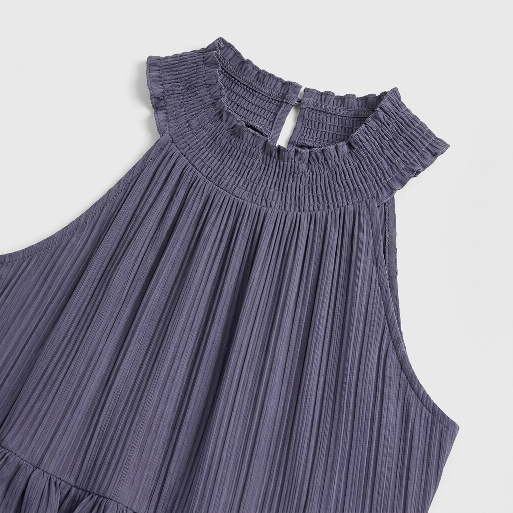 Robe Maxi Col Halter Plissée Volants Étagés Pour Femme