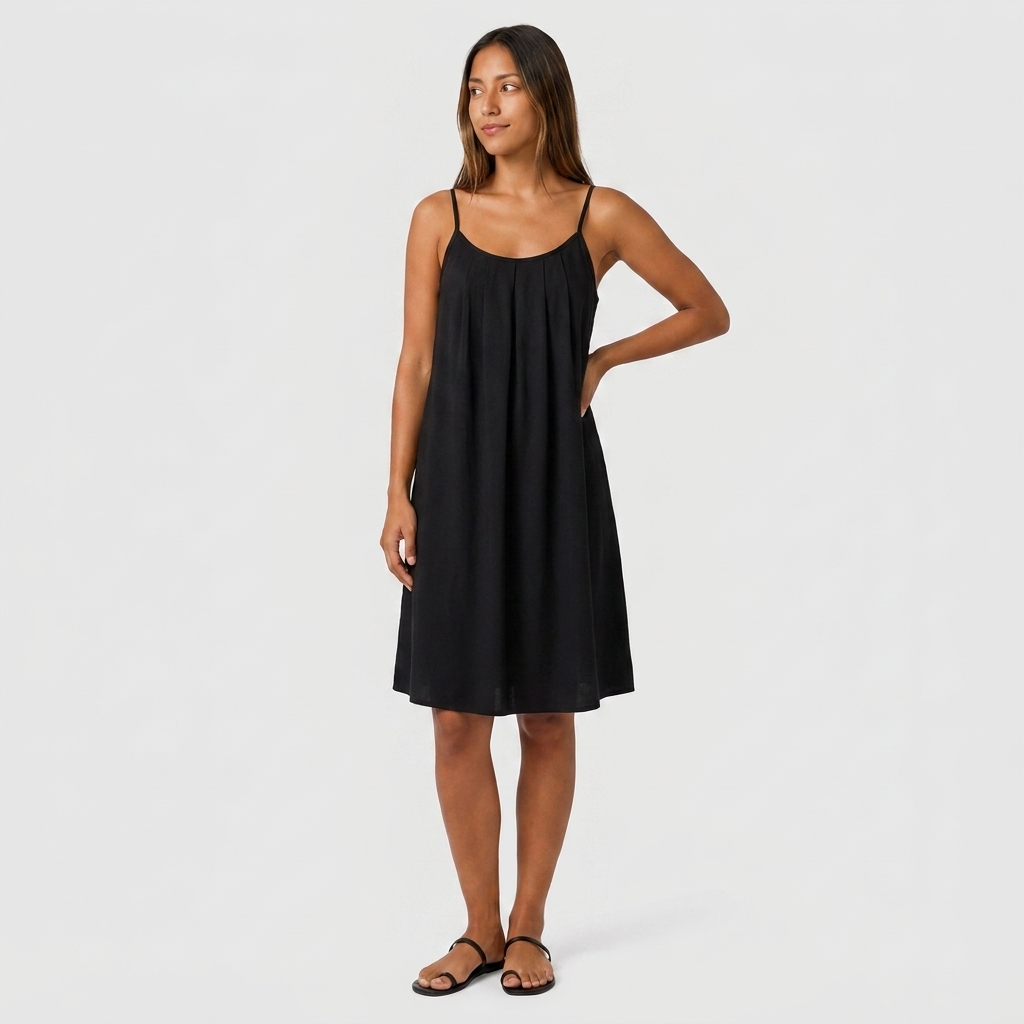 Robe Courte Lin Bretelles Fines Dos Nu Lacet Pour Femme