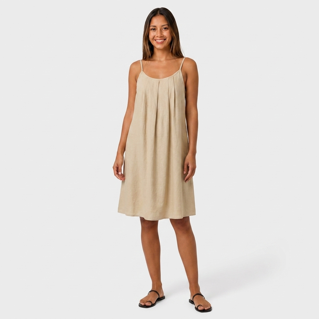 Robe Courte Lin Bretelles Fines Dos Nu Lacet Pour Femme