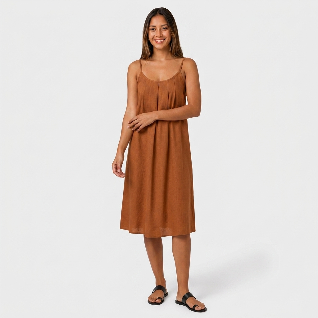 Robe Courte Lin Bretelles Fines Dos Nu Lacet Pour Femme