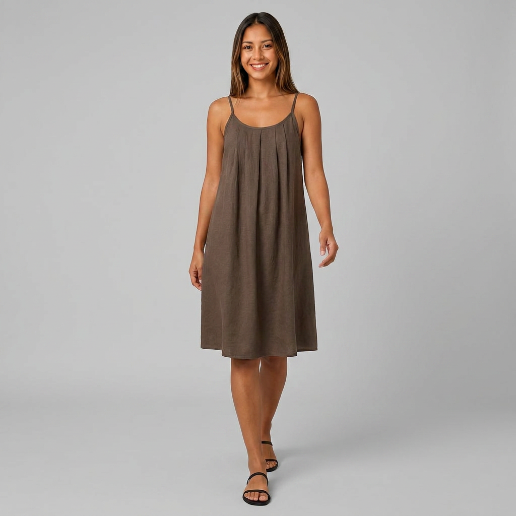 Robe Courte Lin Bretelles Fines Dos Nu Lacet Pour Femme